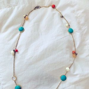 Banana Republic green, coral and gold long necklace.